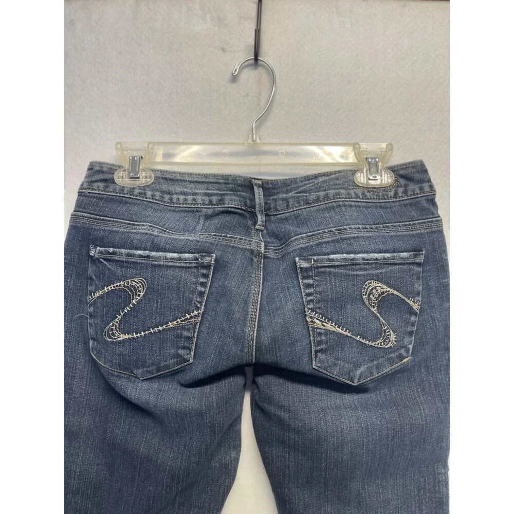 Silver Jeans Santorini Women's Size 28 Cropped Denim Capri Blue Jeans - Picture 7 of 15